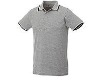 Мужская футболка поло Fairfield с коротким рукавом с проклейкой, серый меланж/темно-синий/белый (артикул