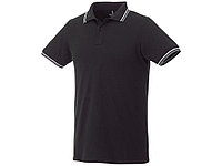 Мужская футболка поло Fairfield с коротким рукавом с проклейкой, черный/серый меланж/белый (артикул