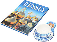 Набор Моя Россия: чайно-кофейная пара Матрешка, гжель и книга Россия на англ. языке (артикул 18001), фото 1