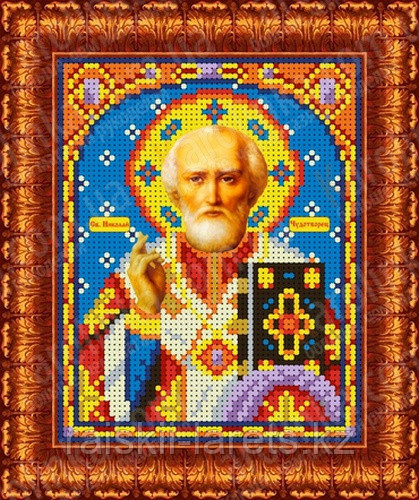 Рисунок на ткани для вышивания бисером/крестом  "Икона Св. Николай Чудотворец" КБИ-5025/1