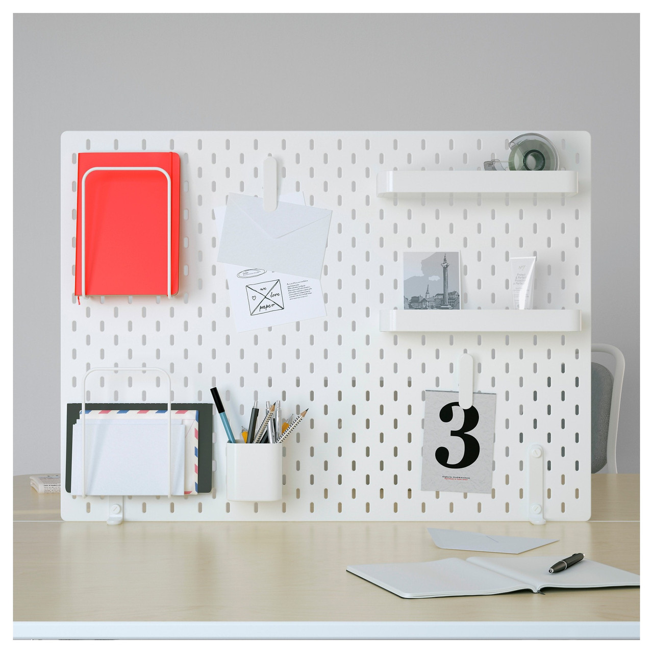 Настенная панель СКОДИС комбинация, белый ИКЕА, IKEA