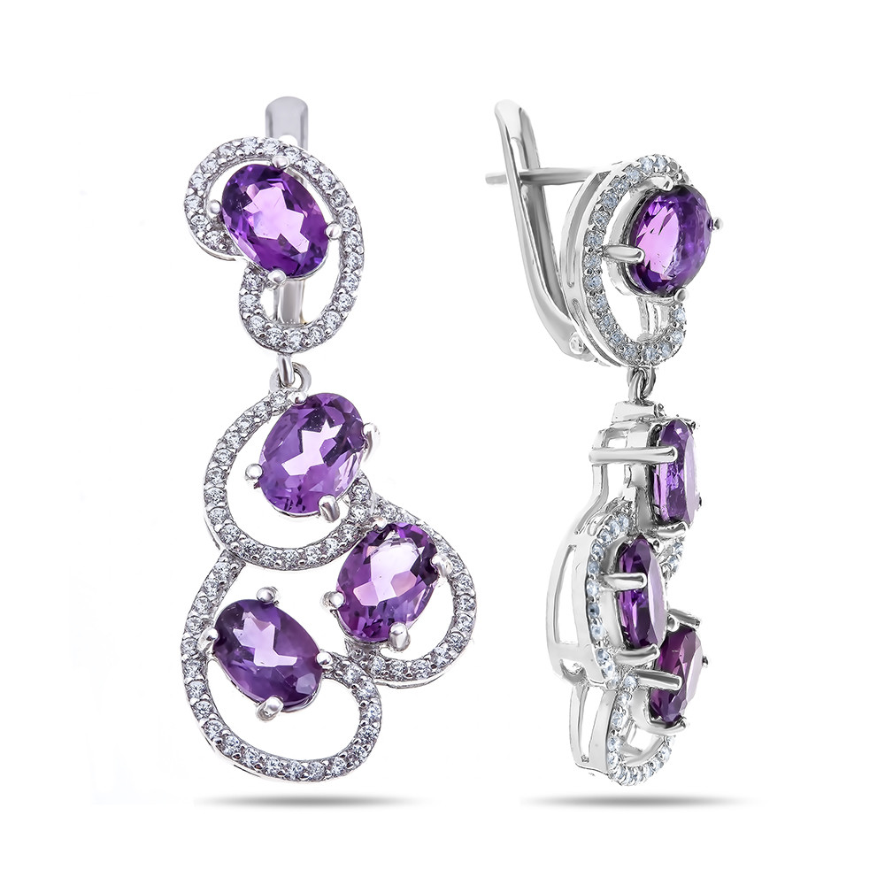 Серьги из серебра с фианитом Teosa E-DRGR00547-AM