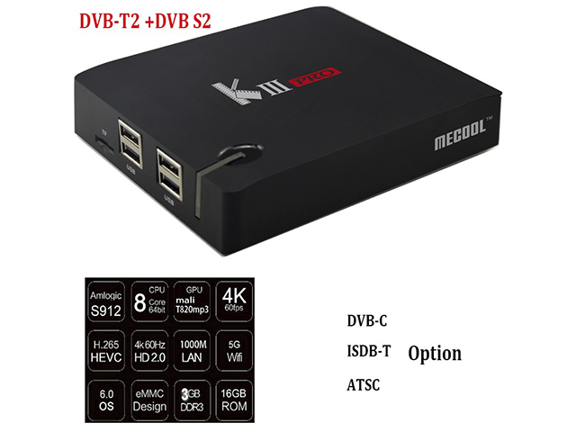Смарт ТВ приставка Android TV BOX KIII Pro Hibrid ( Спутник+ ТВ+Интернет) 3G/16G - фото 1 - id-p66052676