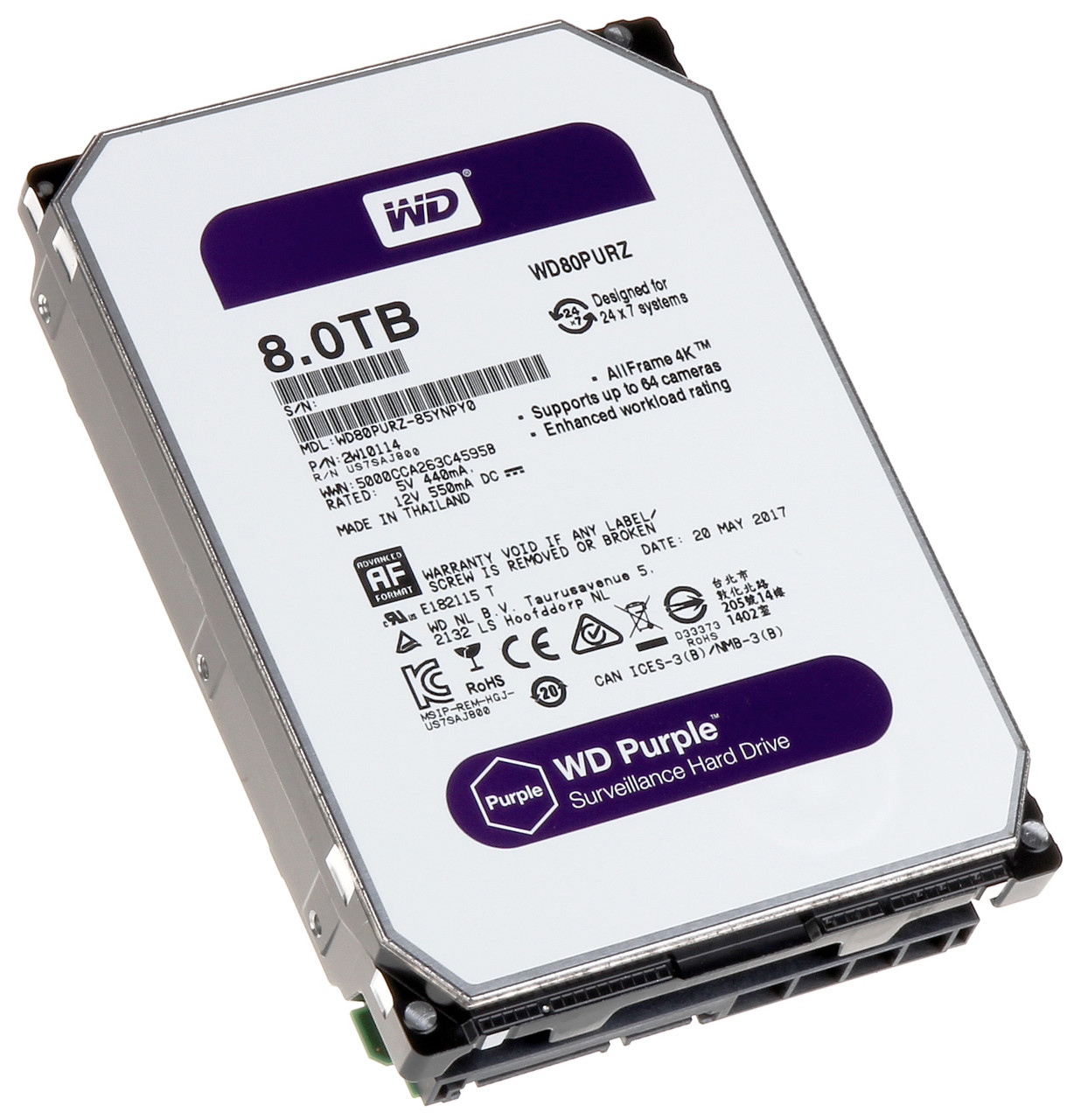 Внутренний жесткий диск HDD 8000Gb Purple Western Digital