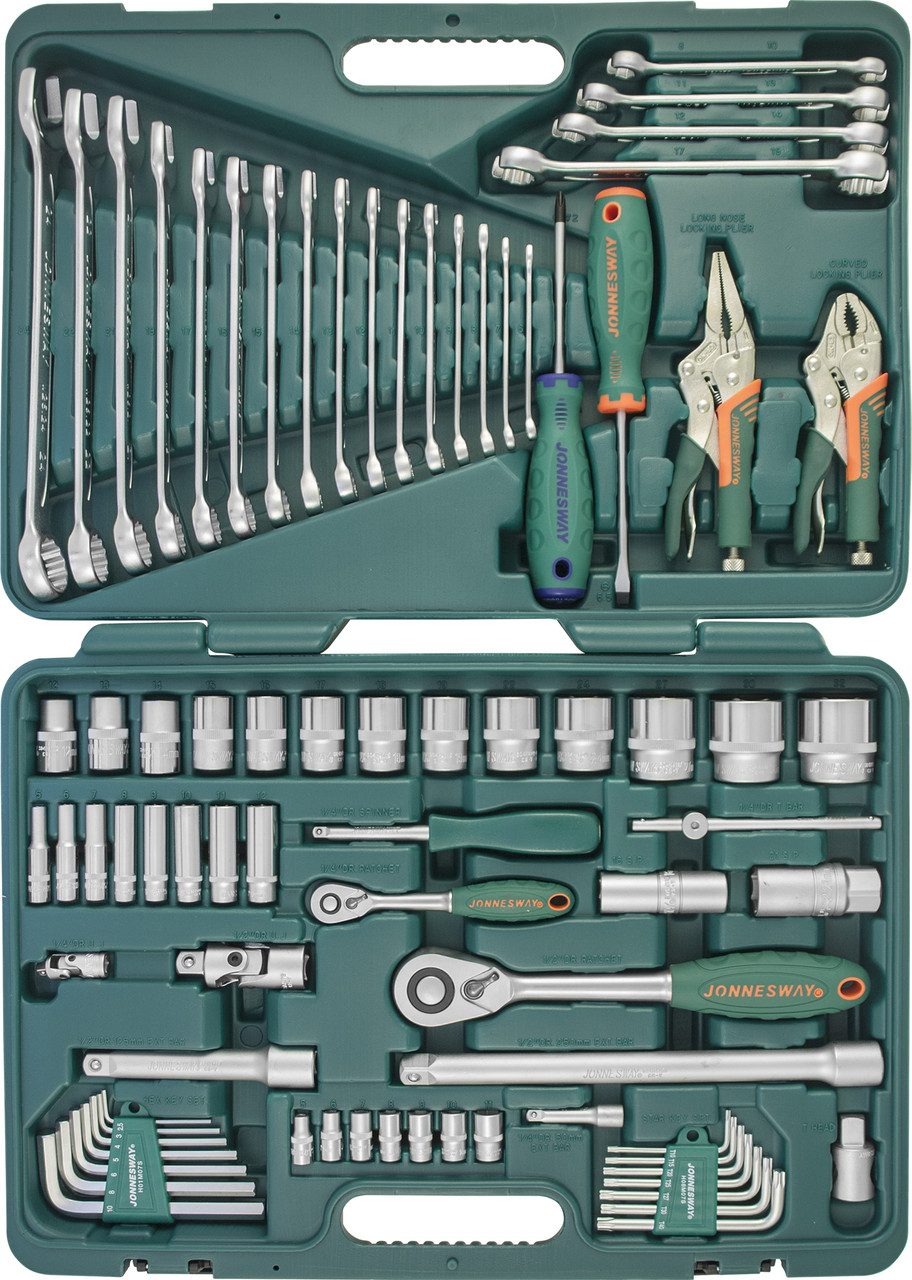 Универсальный набор торцевых головок 1/4"DR 5-12 мм и 1/2"DR 12-32 мм, отверток, комбинированных ключей 6-24 мм, разрезных ключей 8-19 мм и угловых - фото 2 - id-p66069233