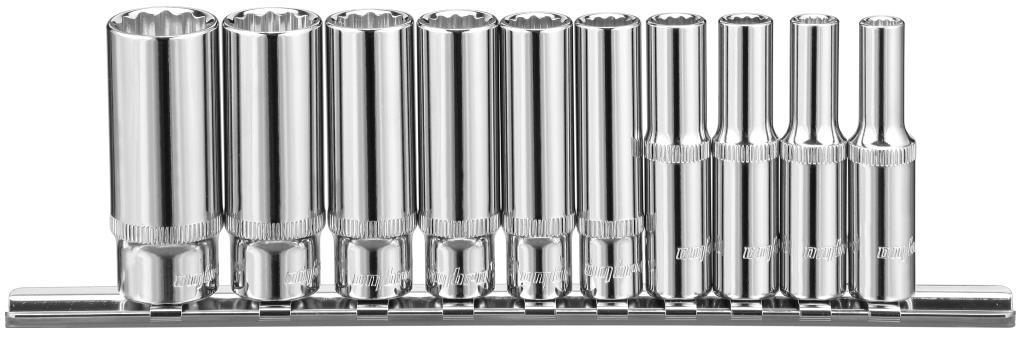 Набор головок торцевых глубоких 12-гранных 1/4"DR на держателе, SAE 3/16"--9/16", 10 предметов - фото 1 - id-p66070696