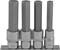 Набор насадок торцевых 1/2"DR с вставками-битами шестигранными на дрежателе, H12-H19, 100 мм, 4 предмета