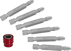 Набор вставок-бит для механического инструмента со сменным магнитным держателем, PH2, 50 мм, 7 предметов