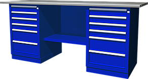 Верстак с двумя тумбами — две тумбы с 6 ящиками, 1900х686х845 мм