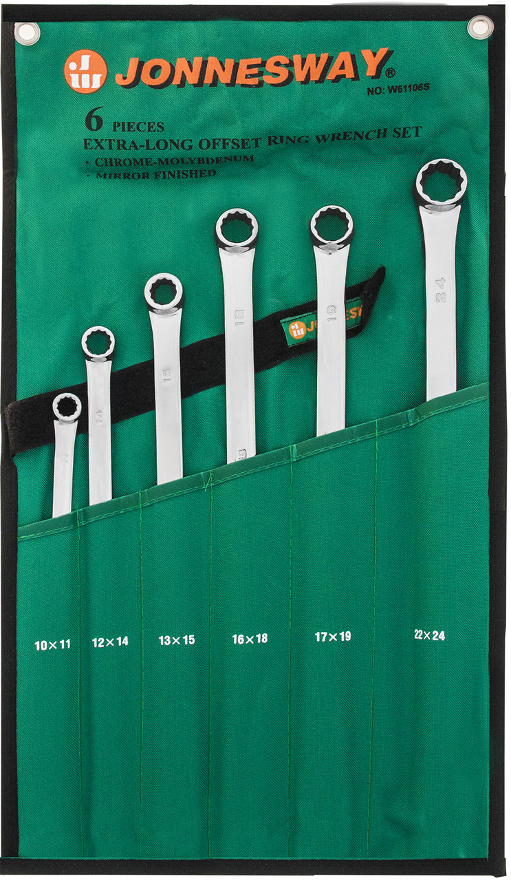 Набор ключей гаечных накидных удлиненный CrMo в сумке, 10-24 мм, 6 предметов - фото 2 - id-p66072142