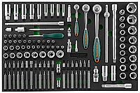 Набор торцевых головок 1/4"DR, 3/8"DR, 1/2"DR с приводами, 81 предмет, вставок-бит, 40 предметов в EVA ложементе 560х400 мм.