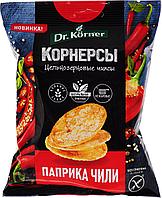 Безглютеновые Чипсы Dr. Korner цельнозерновые, кукурузно-рисовые с паприкой и чили, 50 г