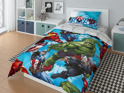 Детский комплект постельного белья «Marvel» (арт.20050+8380/1, 1,5-спальный, поплин, 1 наволочка 50х70)