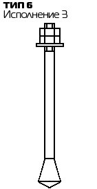 Болт фундаментный с коническим концом Тип 6, Исп.3 ГОСТ 24379.1 80