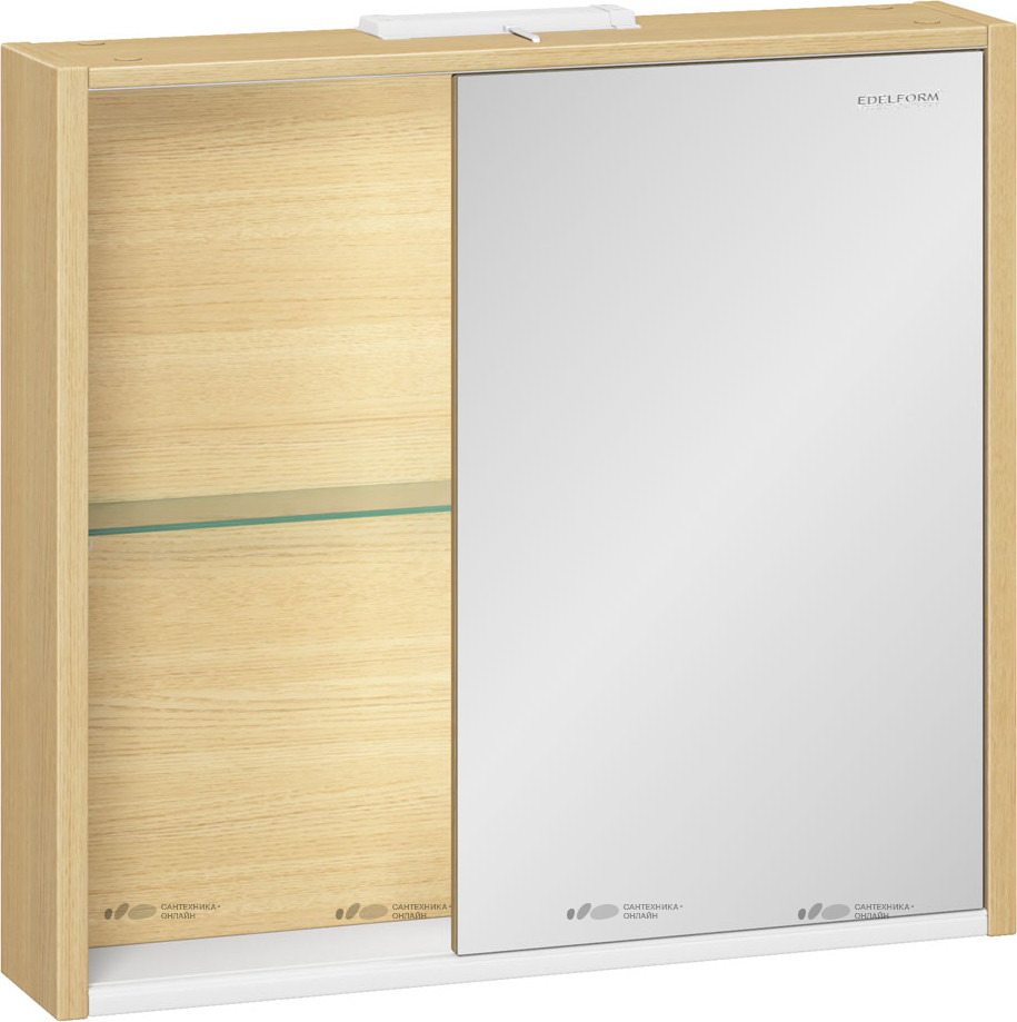 Шкаф зеркальный Уника 80 EDELFORM, белый с дуб гальяно(2-744-45-S)
