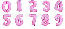 Воздушные шары цифры розовые с сердечками 101 сантиметр, от 0 до 9