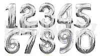 Воздушные шары цифры серебряные 76 сантиметров, от 0 до 9