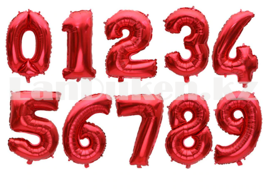 Воздушные шары цифры красные 81 сантиметр, от 0 до 9 - фото 1 - id-p46436368