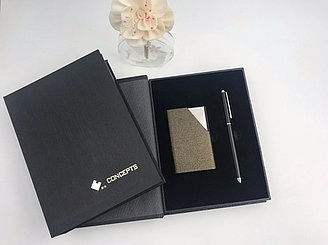 Бизнес подарки-набор блокнот, ручка и визитница