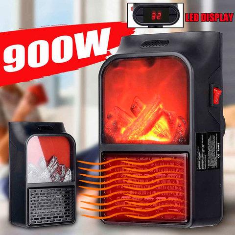 Обогреватель портативный с LCD-дисплеем, пультом д/у и имитацией камина Flame Heater JIEJIA - фото 7 - id-p66205418