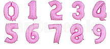 Воздушные шары цифры розовые с сердечками 76 сантиметр, от 0 до 9
