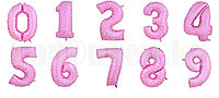Воздушные шары цифры розовые с сердечками 40 сантиметр, от 0 до 9