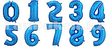 Воздушные шары цифры синие со звездами 40 сантиметр, от 0 до 9