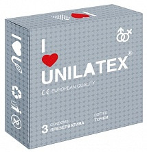 Презервативы "UNILATEX DOTTED" с точечной поверхностью, 3 штуки