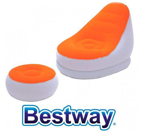 Кресло надувное c пуфиком для ног Bestway 75053 (Салатовый) - фото 2 - id-p66215148