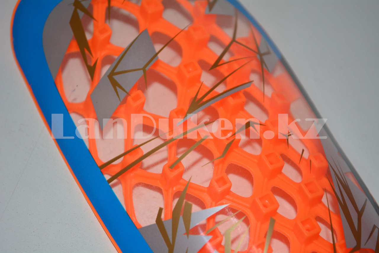 Футбольные щитки под гетры с силиконовой сеткой без резинок, оранжевые - фото 8 - id-p66231431