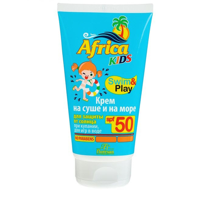 Крем детский "Africa Kids" spf50 для защиты от солнца на суше и на море (150 мл)