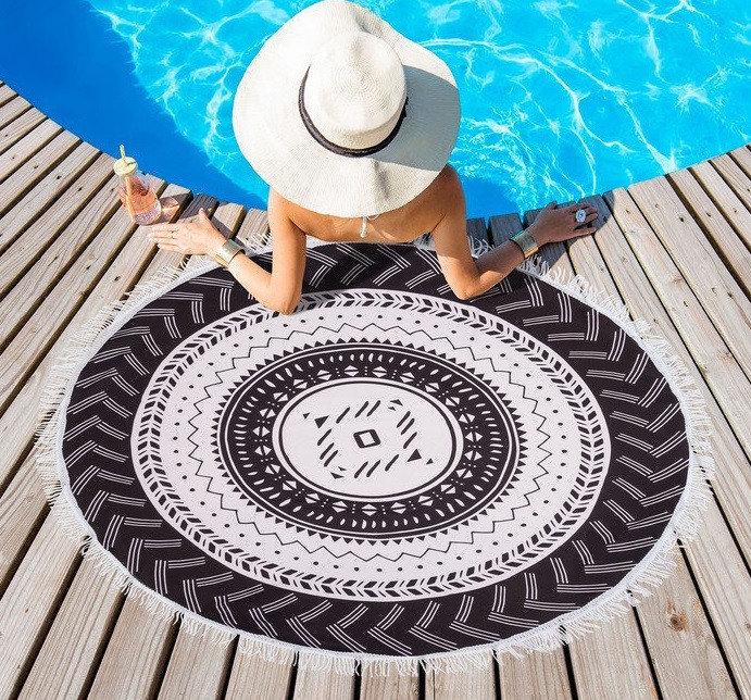 Полотенце пляжное "Black&White" (диаметр 150 см)