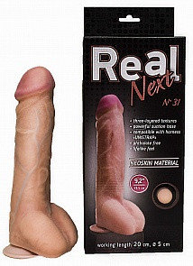 Фаллоимитатор "REAL NEXT" № 31, на присоске, L 24.0 см, D 4.5 - 5.0 см, киберкожа