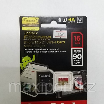 Micro SDHC Sandisk Extreme 16GB  UHS-I  U3  90MB/S, фото 2