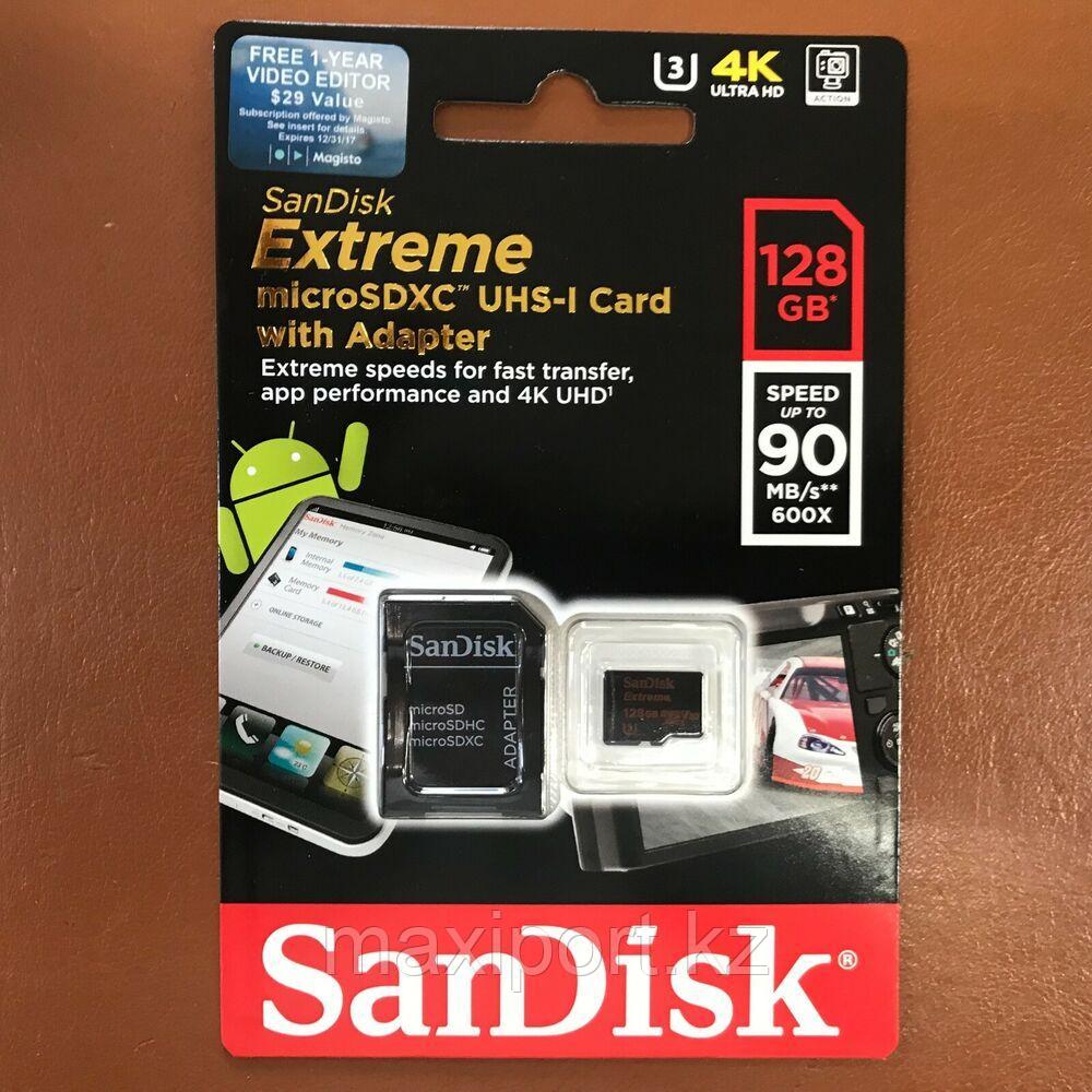Micro SDXCSandisk Extreme 128GB UHS-I U3 90MB/S - фото 1 - id-p66274702