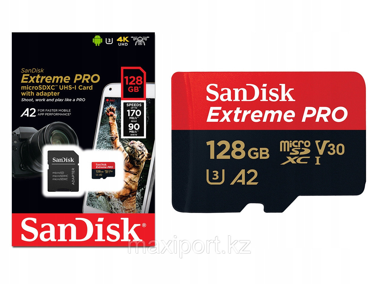 Micro SDXC Sandisk Extreme Pro 128GB UHS-I U3 - фото 1 - id-p66274788