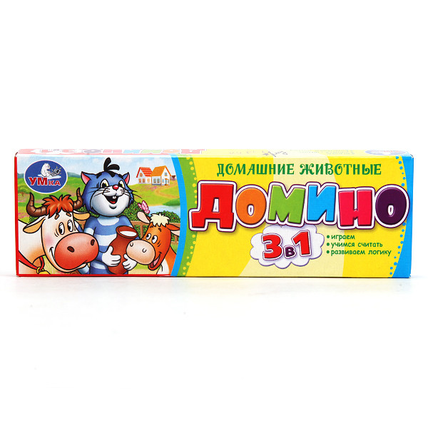 Умка Пластмассовое домино 3-в-1 "Простоквашино" - Домашние животные