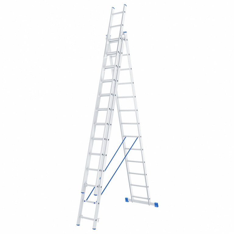 Лестница алюминиевая, трехсекционная,3х13 ступеней/ СИБРТЕХ