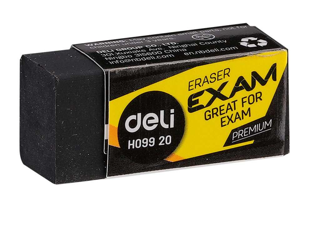 Ластик DELI "Exam", черный (33х15х12 мм)