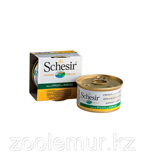 Schesir консервы для кошек (с цыплёнком и сурими) 85 гр.