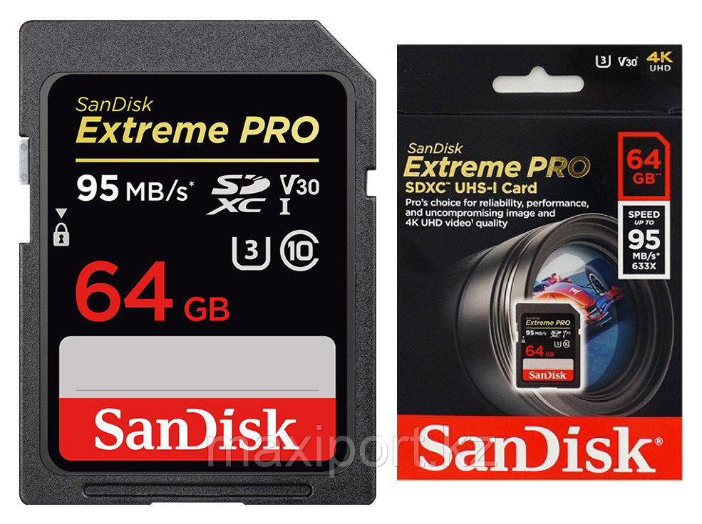 Sdxc Card Sandisk extreme pro 64GB 95MB/S UHS-I U3 - фото 1 - id-p66320882