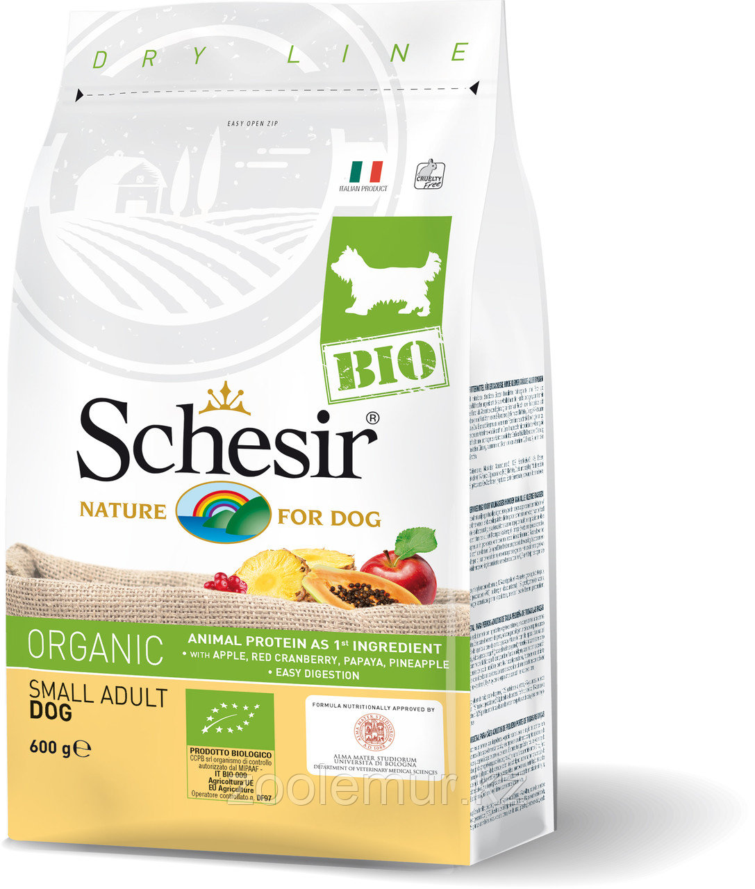Schesir Bio сухой корм для собак мелких пород, домашняя птица 600г, фото 1