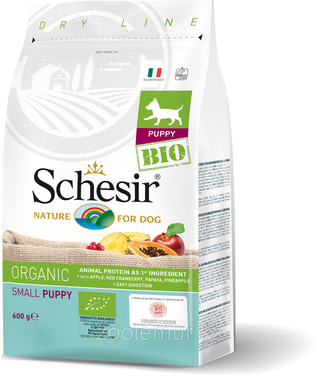 Schesir Bio сухой корм для щенков мелких пород, домашняя птица 600г, фото 1