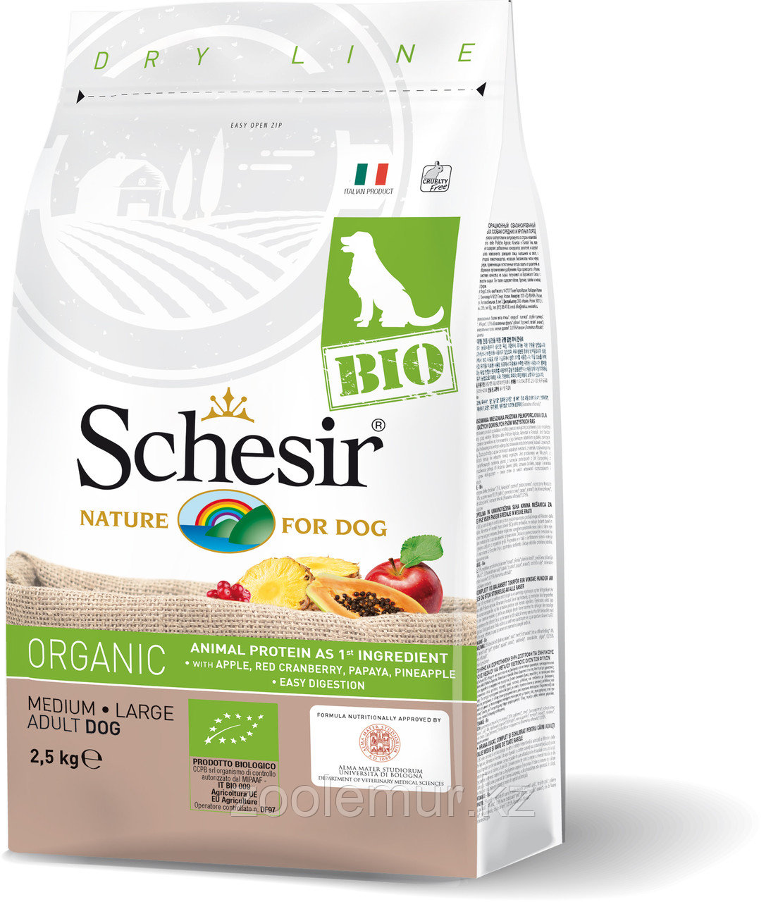 Schesir Bio сухой корм для собак средних и крупных пород, домашняя птица 2.5кг, фото 1