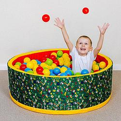 Сухой бассейн "Веселая Поляна" зеленый-красный + 100 шаров (Romana, Россия)