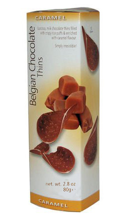 Шоколадные чипсы Belgian Chocolate Thins Карамель  80 гр