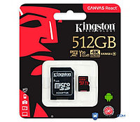 MicroSDXC kingston 512GB 100MB/S UHS-I U3+ Адаптер SD