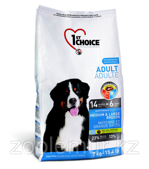 1st Choice Adult сухой корм для собак средних и крупных пород (с курицей) 7 кг., фото 1