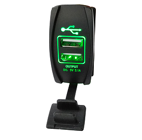 Автомобильное USB зарядное устройство в виде авто кнопки Зеленый