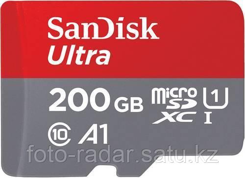 Карта Памяти Sandisk Ultra microSDXC Class 10 UHS-I 90MB/s 200GB + SD adapter, - фото 1 - id-p66396666